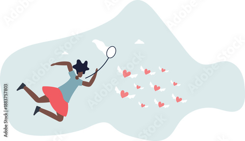 A woman catches likes with a spoon.life and employment of people.