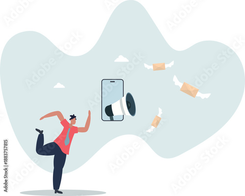 Email marketing campaign, subscription newsletter or online announcement to customer,life and employment of people.