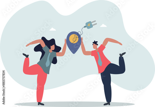 Charging point with electricity power socket and plug in service.life and employment of people.