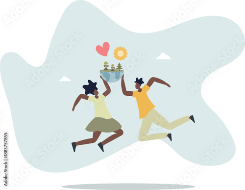 Mother earth and environment awareness or care.Bio climate conservation and ecosystem friendly lifestyle .life and employment of people.