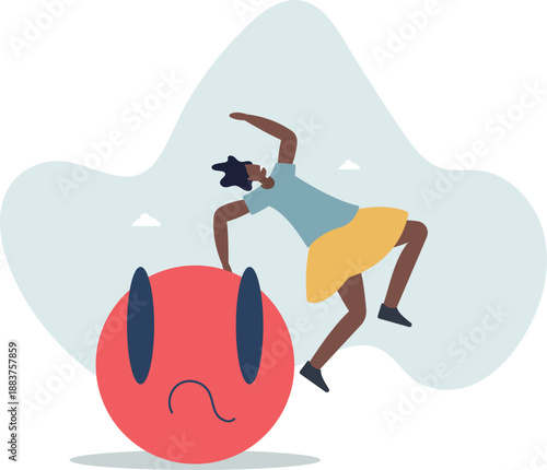 Fighting bad mood. The concept of fun and joy.