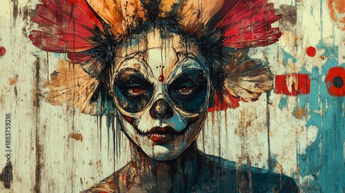 Striking depiction of a woman in a Dia de los Muertos inspired makeup