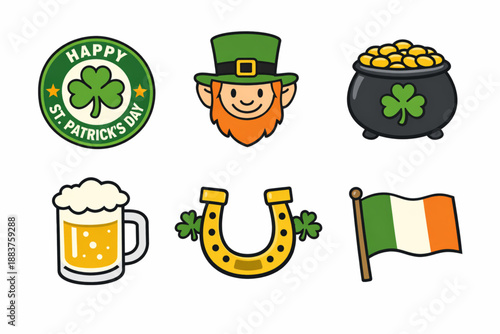 Saint Patrick Day badge style icons