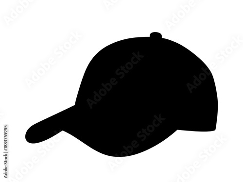 Minimalist baseball cap silhouette isolated on transparent background, featuring a clean black shape suitable for modern branding and apparel concepts.