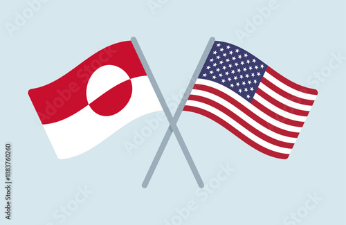 Vector Greenland and United States Flags Illustration