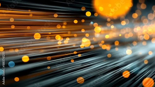 Dynamic Light Trails with Glowing Particles Traveling at High Speed in a Digital Environment