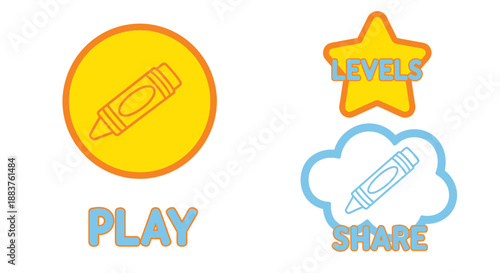 Colorful Educational Icons for Kids Learning Apps
