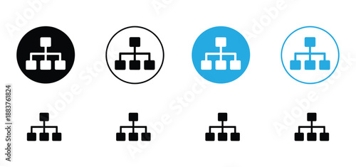 Hierarchy Structure Icon Set,Vector Organization Chart and Sitemap Symbols for Business and Web,Chart tree icon set black and white colors. Graphic Vector icons pack
