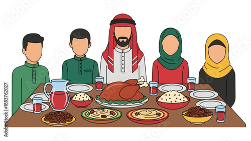 Family Gathering Around Dinner Table Together 1.