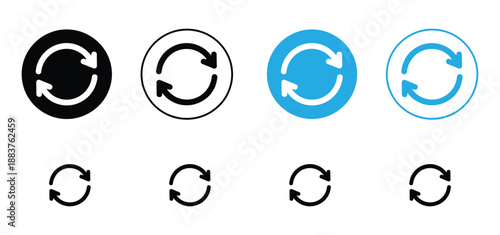 Refresh Icon Set, Vector Collection of Reload, Sync, and Recycle Arrow Buttons for Web UI Design,Circle Arrow icon set vector illustration, refresh, reload, Set of circle arrows rotating
