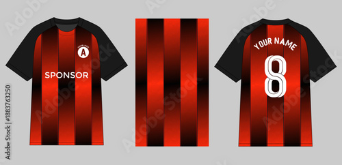 mock up jersey design with red and black stripes