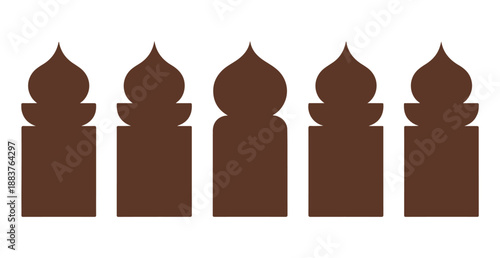Islamic mosque domes silhouettes vector set on white background for ramadan kareem celebration