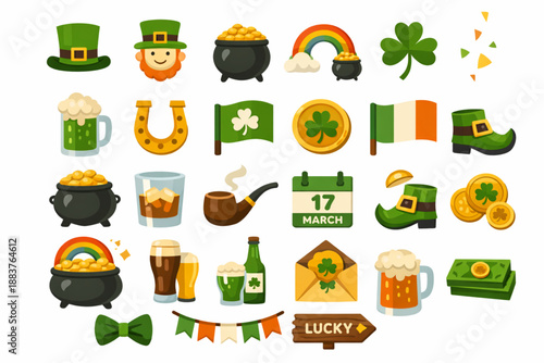 Saint Patrick Day print and web icon pack