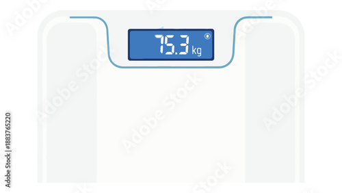 Digital bathroom scale icon representing weight measurement health monitoring and clinical assessment vector illustration