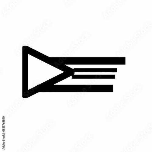 A minimalist black and white vector graphic of a play button icon