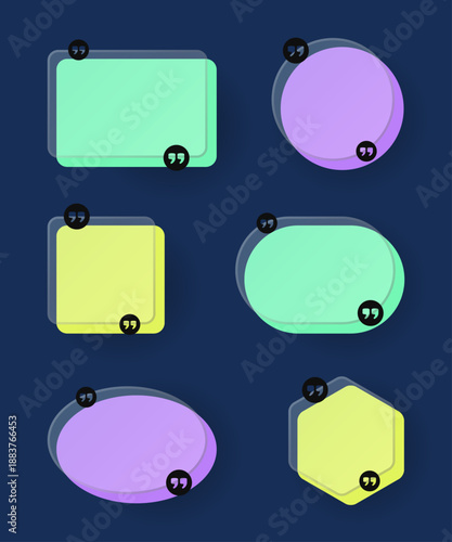 Set of Quote box frame. Quote text in speech bubble.