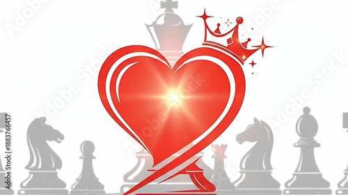 Wallpaper Mural Red Heart Crowned Queen Chess Piece Animation Royalty Symbol Torontodigital.ca