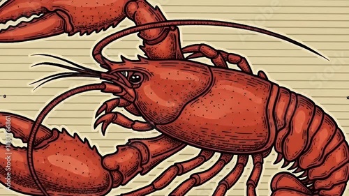 Wallpaper Mural Red Lobster In Vintage Frame On Wood Grain Background Motion Graphic Torontodigital.ca