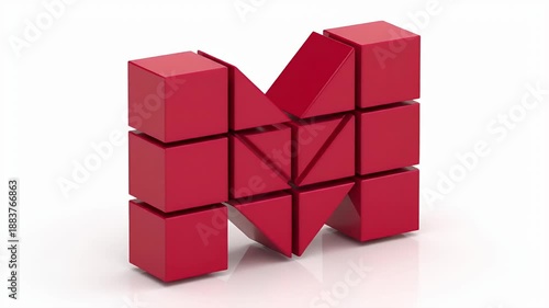 Wallpaper Mural Red Letter M Formed By Cubes and Triangles Animation Footage Torontodigital.ca