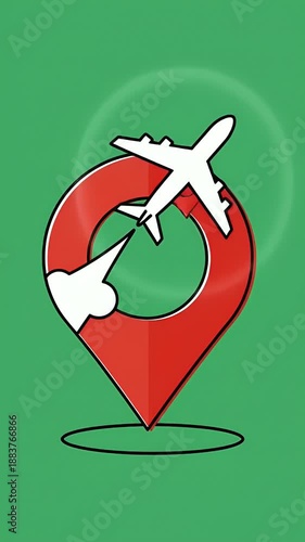 Wallpaper Mural Red Location Pin Airplane Travel Destination Graphic Animation Torontodigital.ca