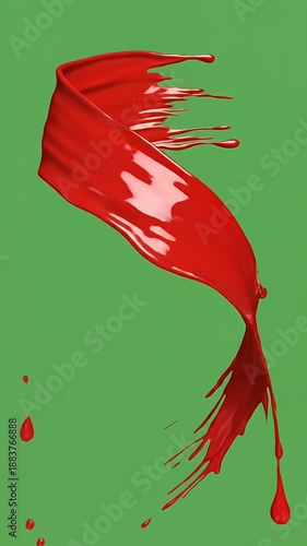 Wallpaper Mural Red Liquid Paint Splash Swirl Isolated on Green Chroma Key Footage Torontodigital.ca