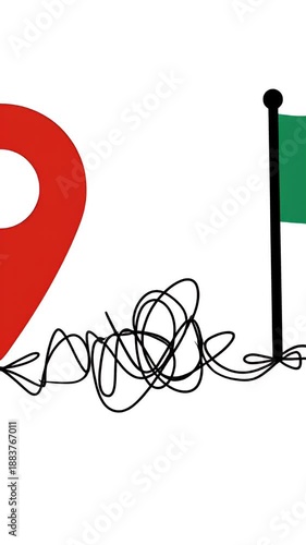 Wallpaper Mural Red Map Pin Location Pointer and Green Flag Marker Simple Line Art Torontodigital.ca