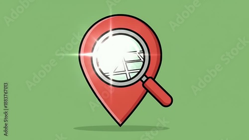 Wallpaper Mural Red Map Pin With Magnifying Glass Shows Location Search Torontodigital.ca
