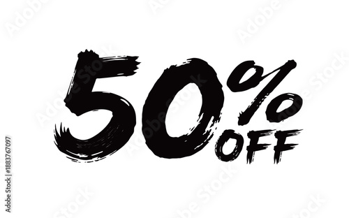 五折优惠折扣降价手写毛笔字
