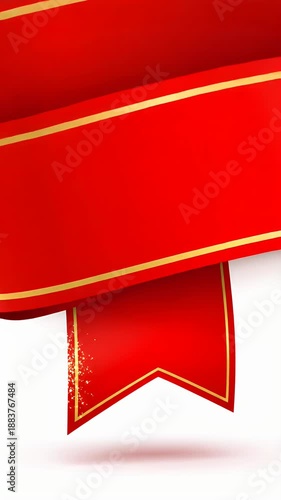 Wallpaper Mural Red Ribbon With Gold Trim And Sparkles Festive Motion Graphic Torontodigital.ca