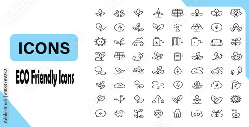 Modern technology and eco friendly icons for sustainable business innovation environment