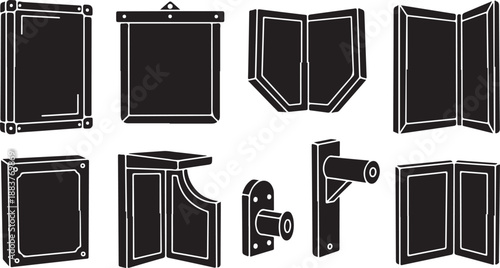 Various Black and White Sign and Board Illustrations Collection