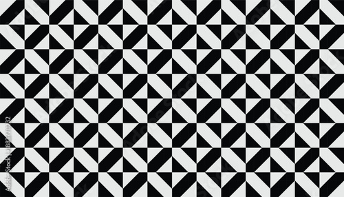 High-contrast seamless vector backdrop featuring a symmetrical geometric motif. Modern black and white pattern for technical packaging and floor tile design