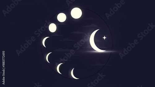Lunar Cycle Phases Moon Crescent Night.