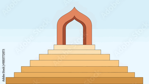 Illustration of a Staircase Leading to an Archway.