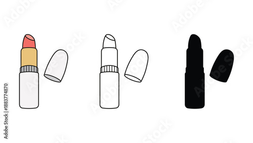 A colorful illustration of lipstick tubes with different shades and designs