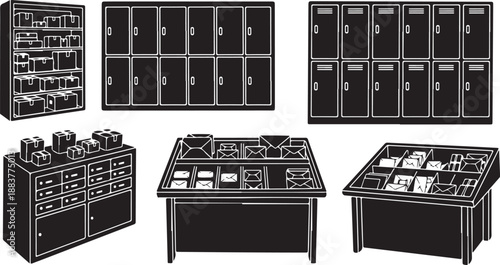 Industrial control panels and cabinets in black and white