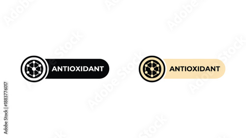Two antioxidant logos with black and beige color schemes on white background