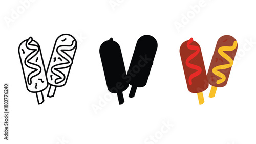 A colorful illustration of hot dogs with different toppings and styles