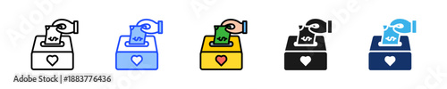 Donation Box Icon Collection With Multiple Styles