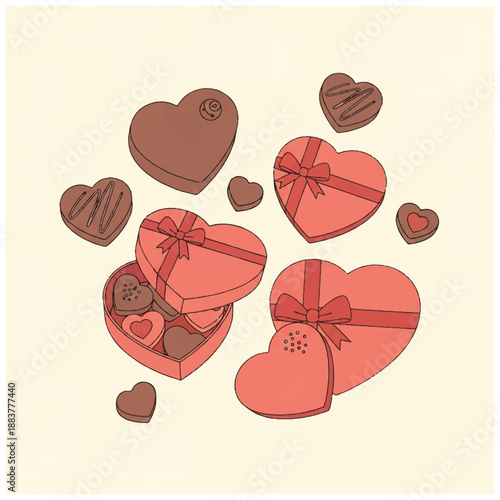 Heart Shaped Chocolates and Gift Boxes.