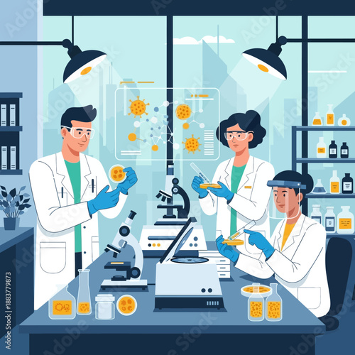 Scientists in Laboratory Developing Vaccine Against Virus