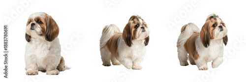 Konstfotografi Shih Tzu Dog Isolated on White Background, Chrysanthemum Dog Studio Shot, Shizi Gou, शी जू, Small Toy Breed Cutout, Long Haired Purebred Pet, Cute Puppy Portrait, Lion Dog Image
