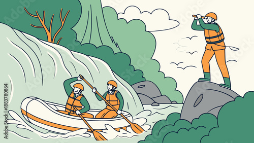 Rafting Adventure through Rapids with Guide.