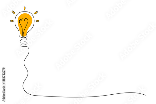 Drawing a separate light bulb symbol with lines on a white background.