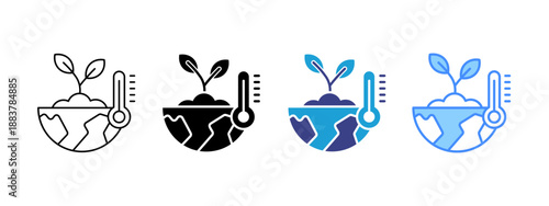 Climate Change icon set multiple style collection