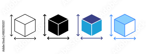 Dimension icon set multiple style collection
