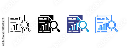 Analysis icon set multiple style collection