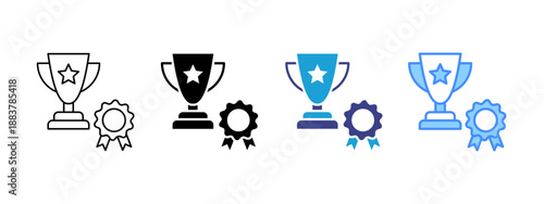 Achievement icon set multiple style collection