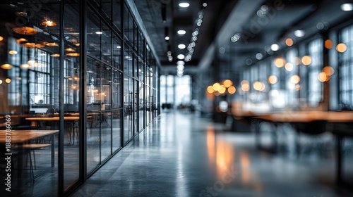 Modern office corridor with glass walls