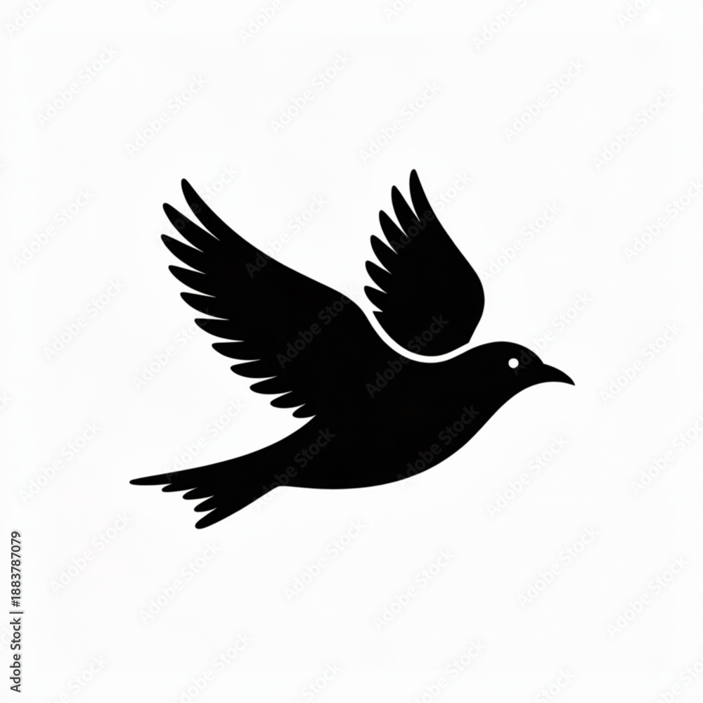 Obraz premium Silhouette of Freedom: An elegant silhouette of a soaring bird gracefully glides, its wings spread wide, embodying liberation and unbound flight.